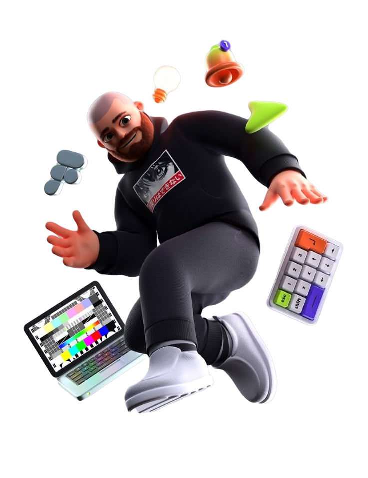 Creative Character with Design Elements